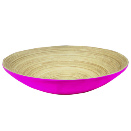 saladier en bambou 30cm fushia - vaisselle biodégradable